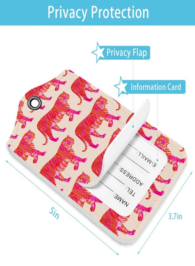 LARTSFRO Pink Tiger Preppy Gifts Luggage Tags for Suitcases, Preppy Luggage Tag, Back to School, Trendy 2 Pack Luggage Tags for Travel, Teen Girl Gifts Suitcase Tags - Image 2